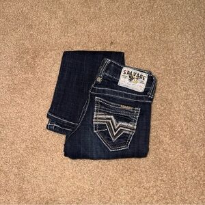 Salvage Indigo Denim with Contrast Stitching